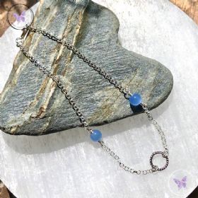 Blue Chalcedony Silver Chain Bracelet
